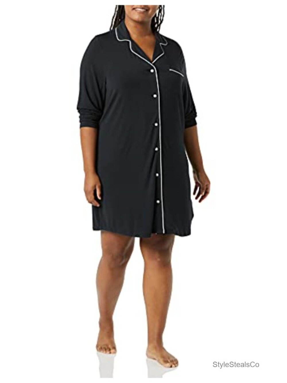 Classic Piped Nightshirt Plus Size Cozy Comfort Sleepwear